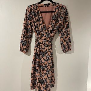 JCrew wrap dress - pink and blue